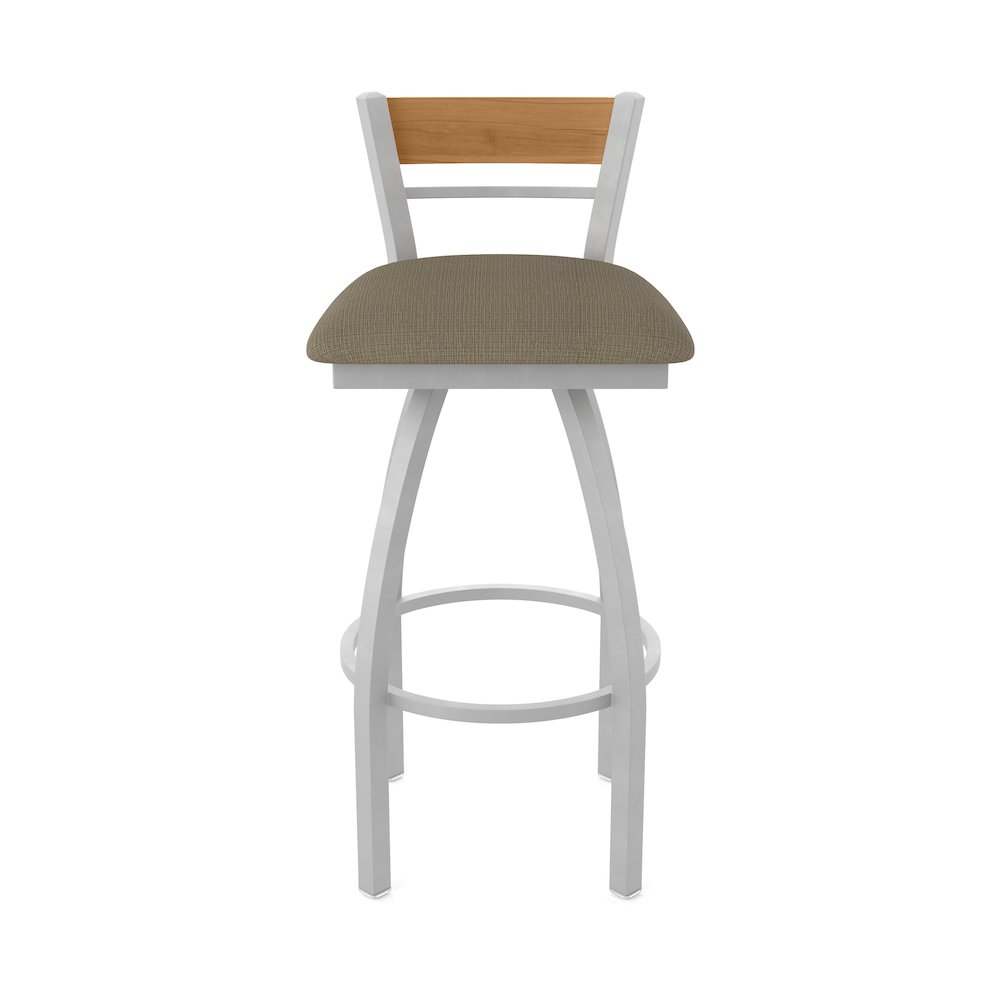 30" Swivel Bar Stool, Anodized Nickel Finish, Medium Back, Graph Cork Seat