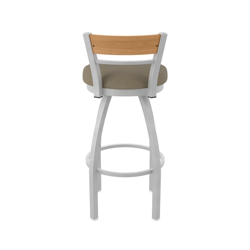 30" Swivel Bar Stool, Anodized Nickel Finish, Medium Back, Graph Cork Seat