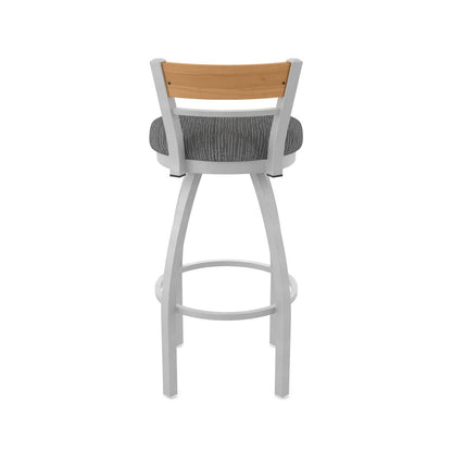 30" Swivel Bar Stool, Anodized Nickel Finish, Medium Back, Graph Coal Seat