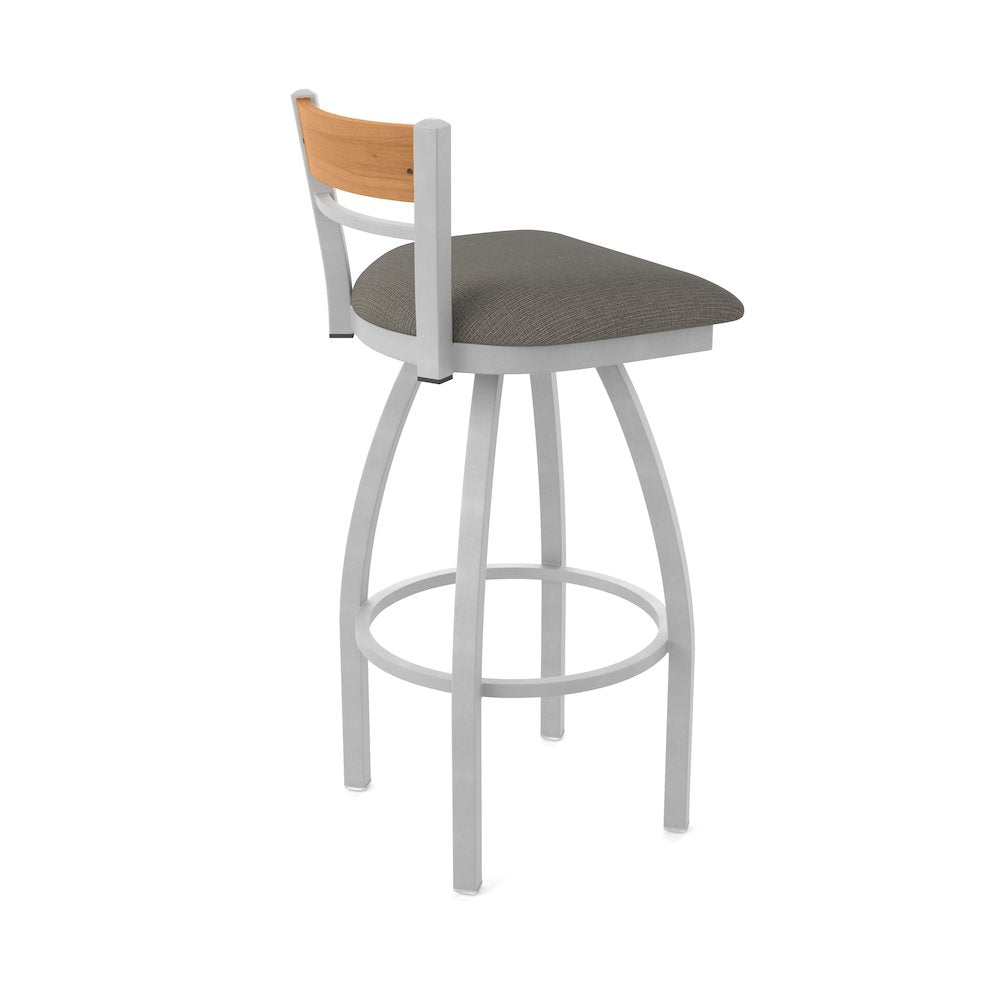 30" Swivel Bar Stool, Anodized Nickel Finish, Medium Back, Graph Chalice Seat