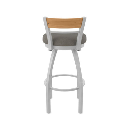 30" Swivel Bar Stool, Anodized Nickel Finish, Medium Back, Graph Chalice Seat