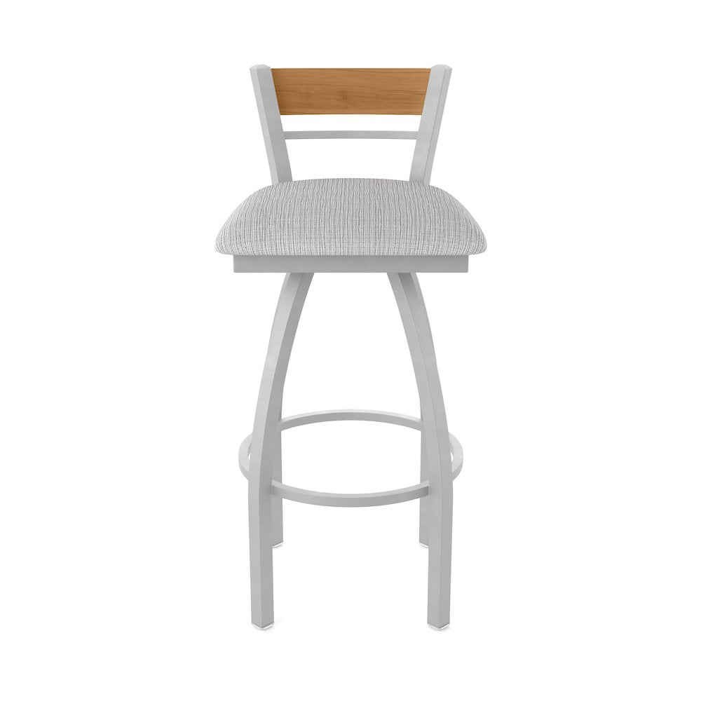 30" Swivel Bar Stool, Anodized Nickel Finish, Medium Back, Graph Alpine Seat