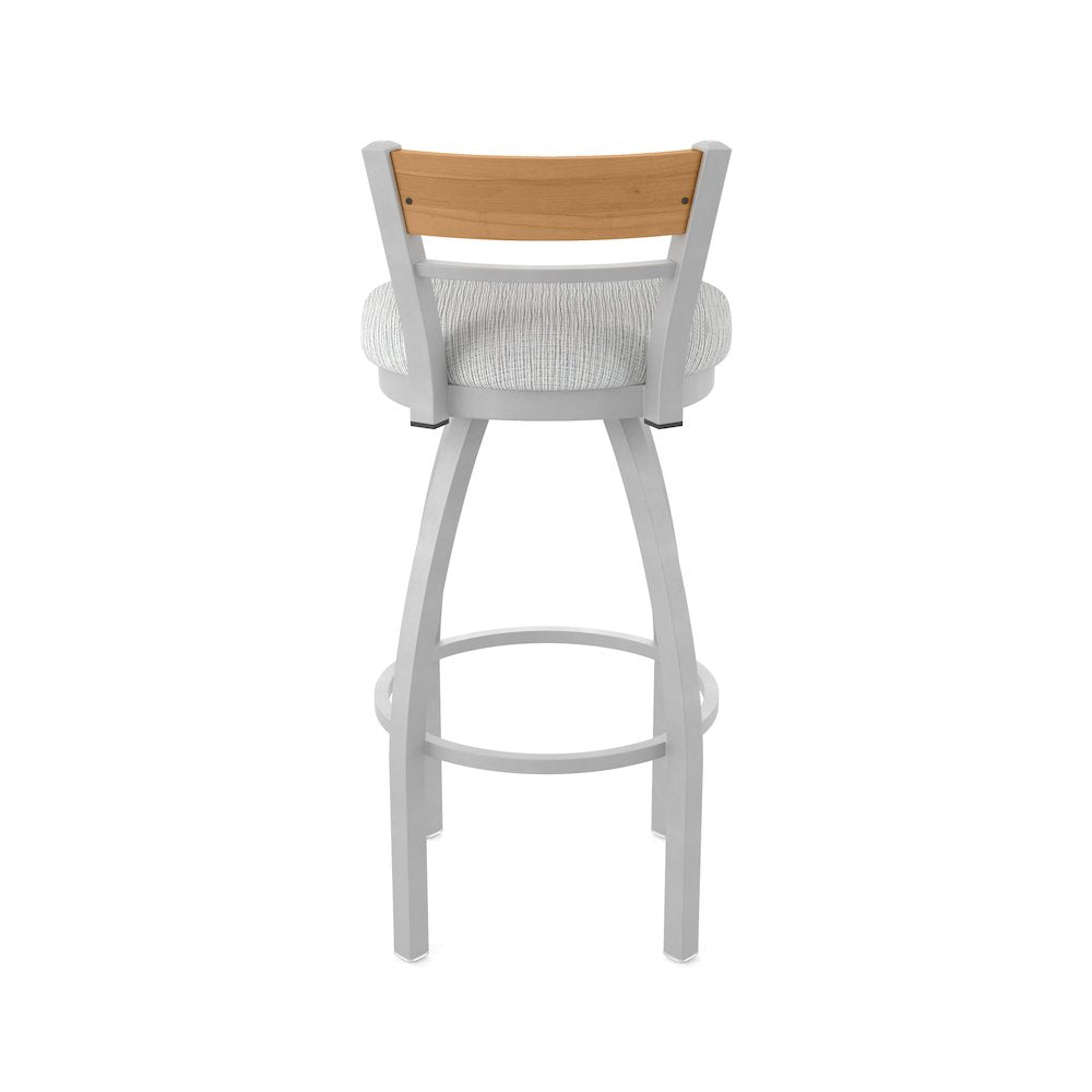 30" Swivel Bar Stool, Anodized Nickel Finish, Medium Back, Graph Alpine Seat