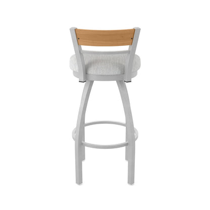 30" Swivel Bar Stool, Anodized Nickel Finish, Medium Back, Graph Alpine Seat