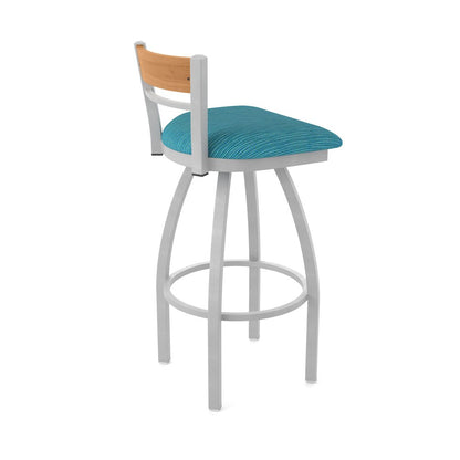 30" Swivel Bar Stool, Anodized Nickel Finish, Medium Back, Graph Tidal Seat