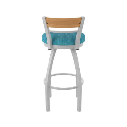 30" Swivel Bar Stool, Anodized Nickel Finish, Medium Back, Graph Tidal Seat