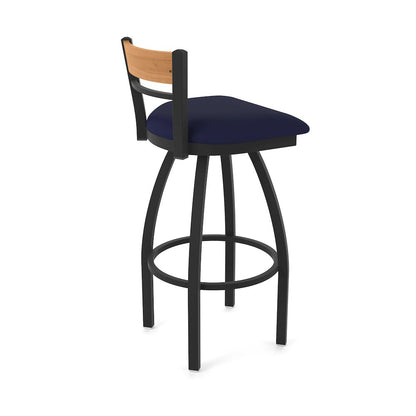 30" Swivel Bar Stool, Black Wrinkle Finish, Medium Back, Canter Twilight Seat