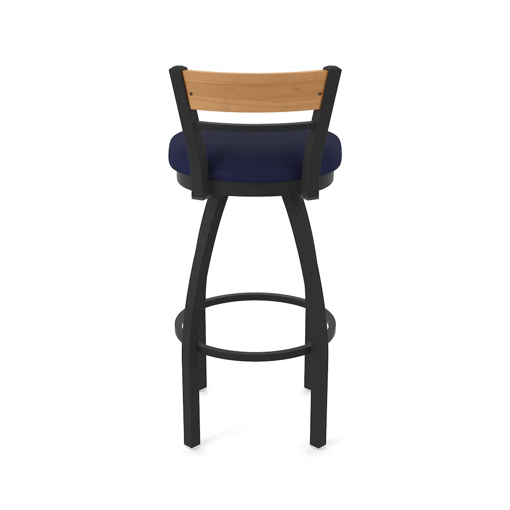 30" Swivel Bar Stool, Black Wrinkle Finish, Medium Back, Canter Twilight Seat