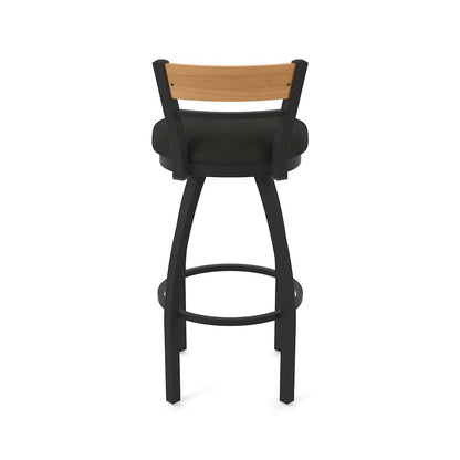 30" Swivel Bar Stool, Black Wrinkle Finish, Medium Back, Canter Espresso Seat