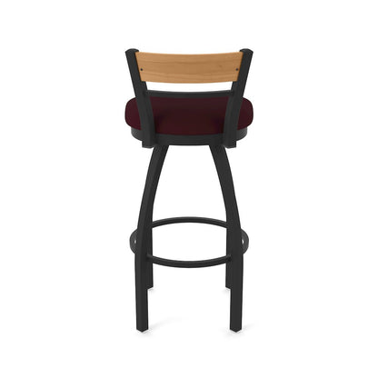 30" Swivel Bar Stool, Black Wrinkle Finish, Medium Back, Canter Bordeaux Seat