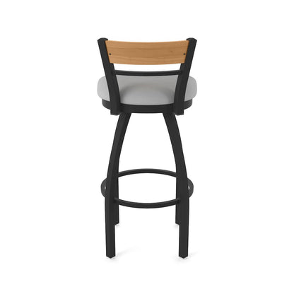 30" Swivel Bar Stool, Black Wrinkle Finish, Medium Back