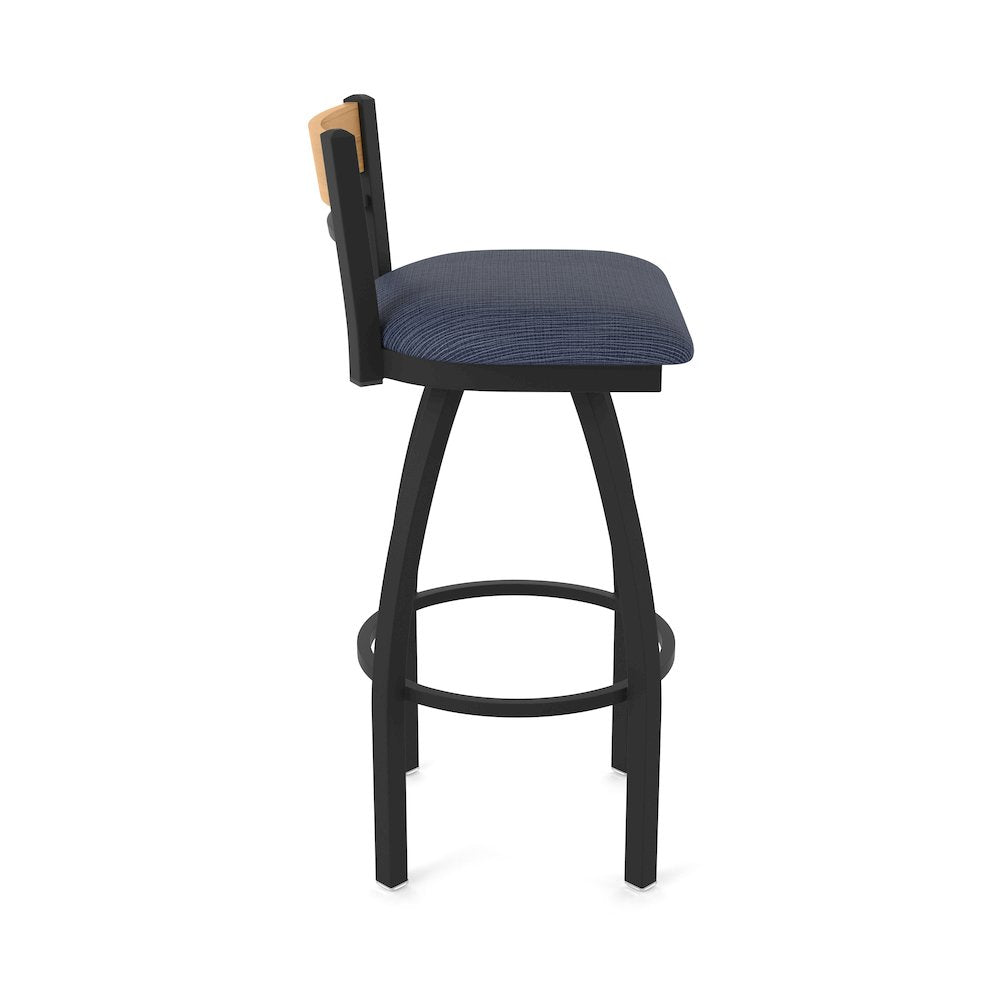 30" Swivel Bar Stool, Black Wrinkle Finish, Medium Back, Graph Anchor Seat