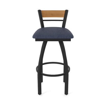 30" Swivel Bar Stool, Black Wrinkle Finish, Medium Back, Graph Anchor Seat
