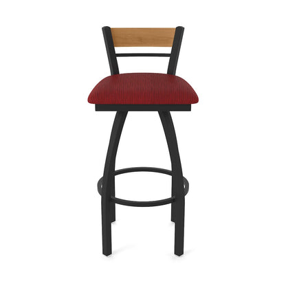 30" Swivel Bar Stool, Black Wrinkle Finish, Medium Back, Graph Ruby Seat