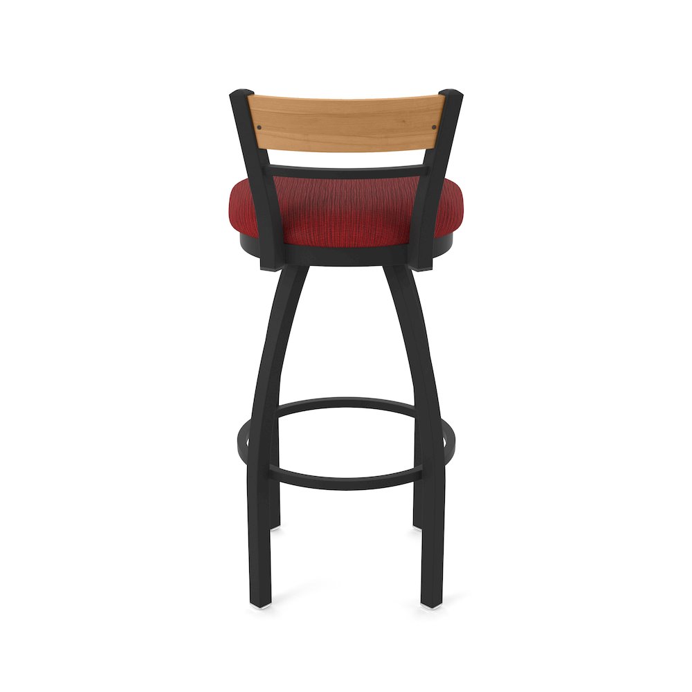 30" Swivel Bar Stool, Black Wrinkle Finish, Medium Back, Graph Ruby Seat