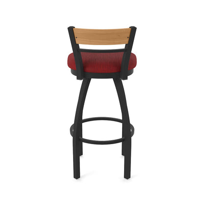 30" Swivel Bar Stool, Black Wrinkle Finish, Medium Back, Graph Ruby Seat