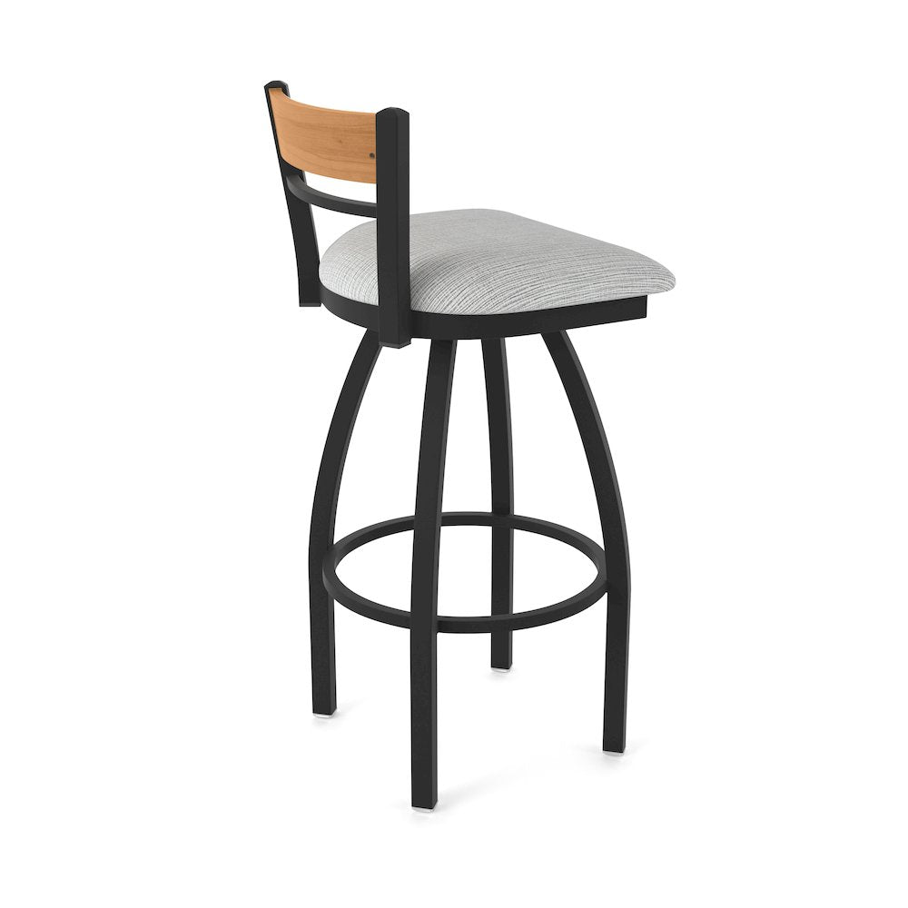 30" Swivel Bar Stool, Black Wrinkle Finish, Medium Back, Graph Alpine Seat