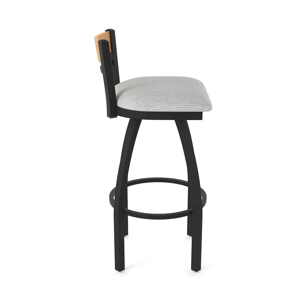 30" Swivel Bar Stool, Black Wrinkle Finish, Medium Back, Graph Alpine Seat