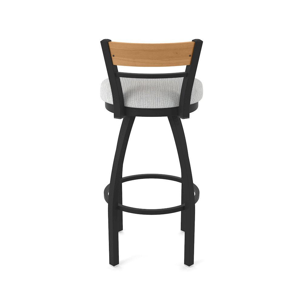 30" Swivel Bar Stool, Black Wrinkle Finish, Medium Back, Graph Alpine Seat