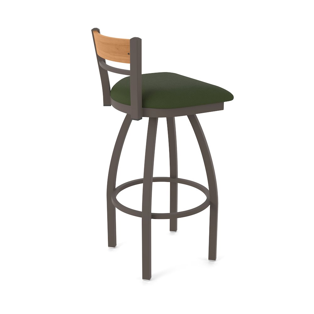 30" Swivel Bar Stool, Bronze Finish, Medium Back, Canter Pine Seat