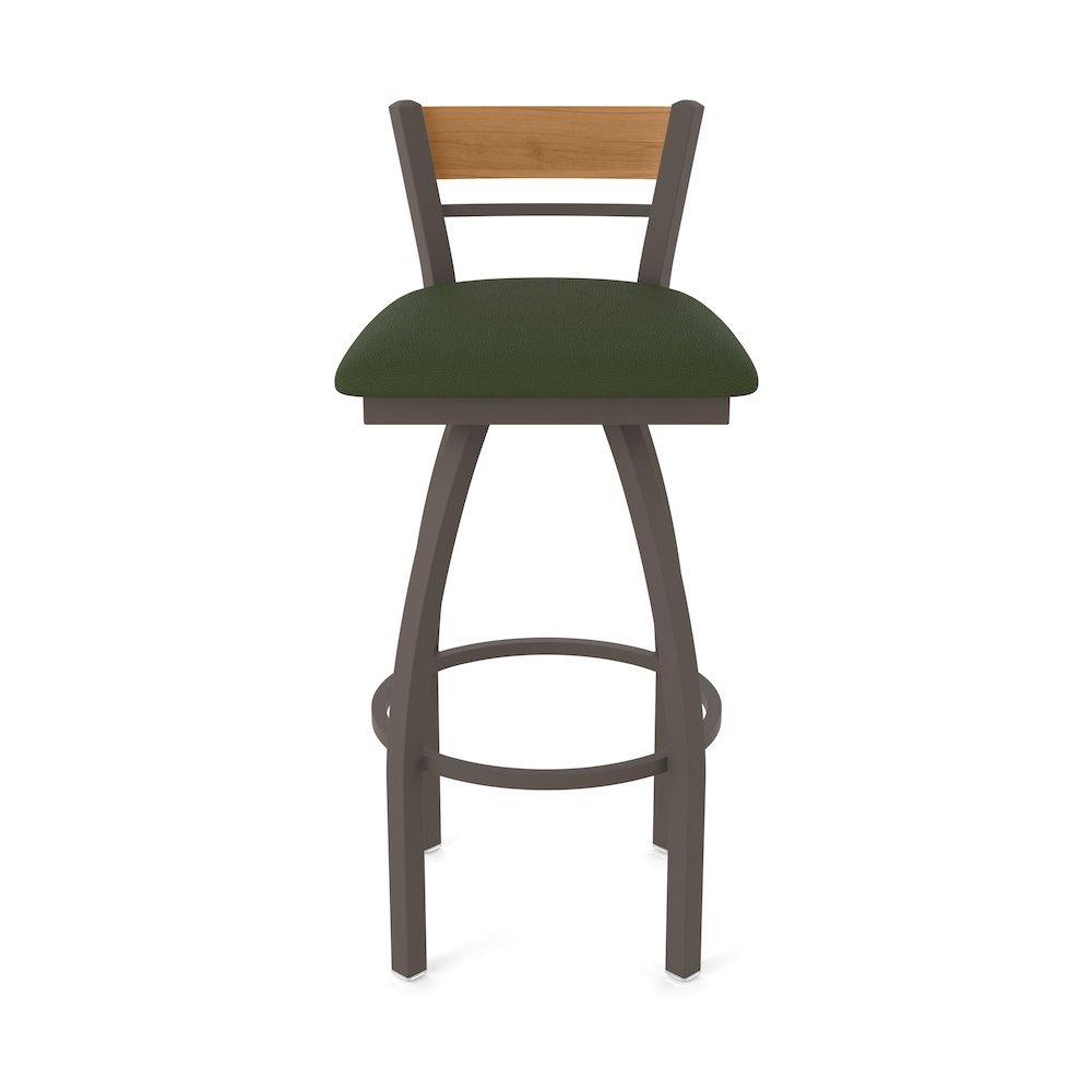 30" Swivel Bar Stool, Bronze Finish, Medium Back, Canter Pine Seat