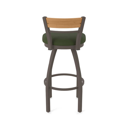 30" Swivel Bar Stool, Bronze Finish, Medium Back, Canter Pine Seat