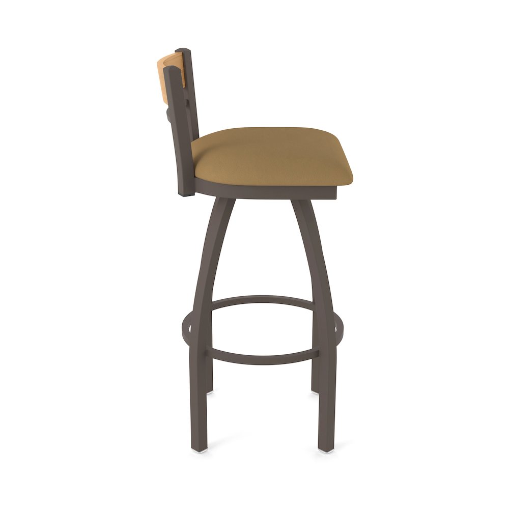 30" Swivel Bar Stool, Bronze Finish, Medium Back, Canter Saddle Seat