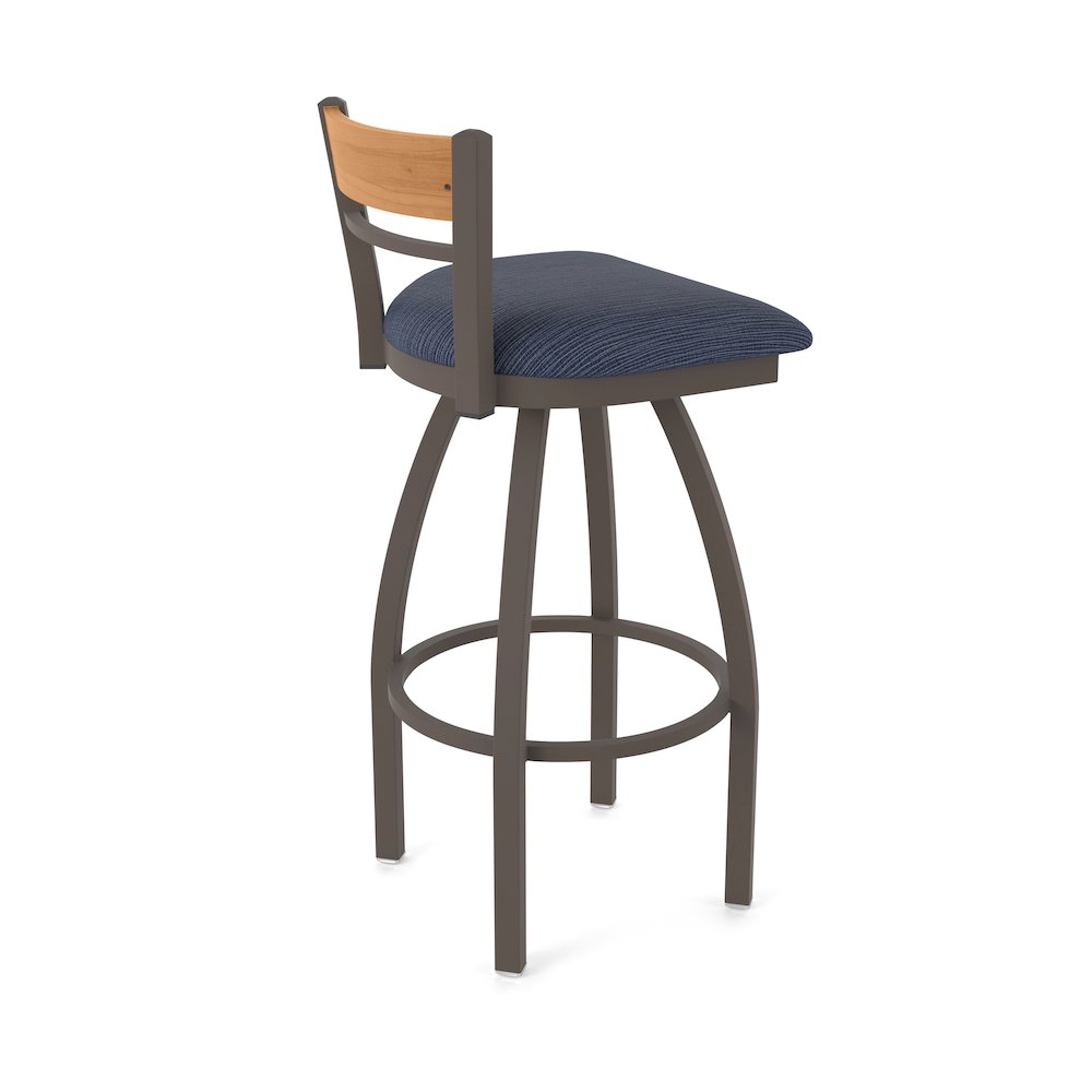30" Swivel Bar Stool, Bronze Finish, Medium Back, Graph Anchor Seat