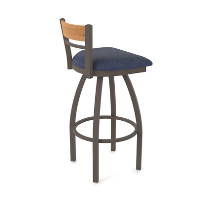 30" Swivel Bar Stool, Bronze Finish, Medium Back, Graph Anchor Seat