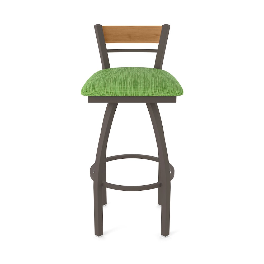 30" Swivel Bar Stool, Bronze Finish, Medium Back, Graph Parrot Seat