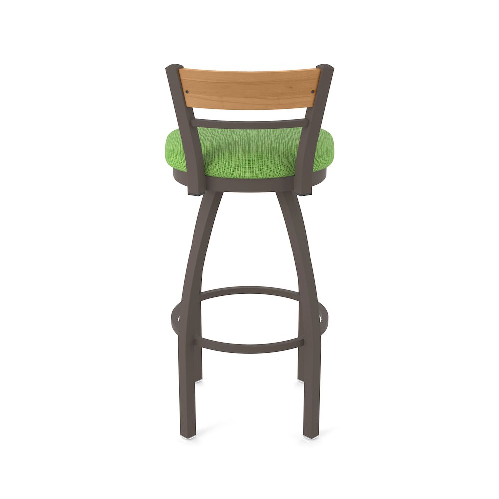 30" Swivel Bar Stool, Bronze Finish, Medium Back, Graph Parrot Seat