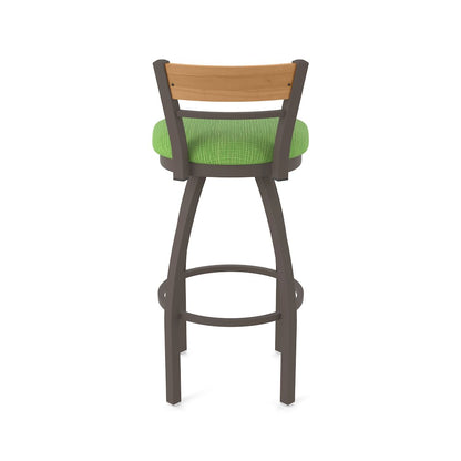 30" Swivel Bar Stool, Bronze Finish, Medium Back, Graph Parrot Seat