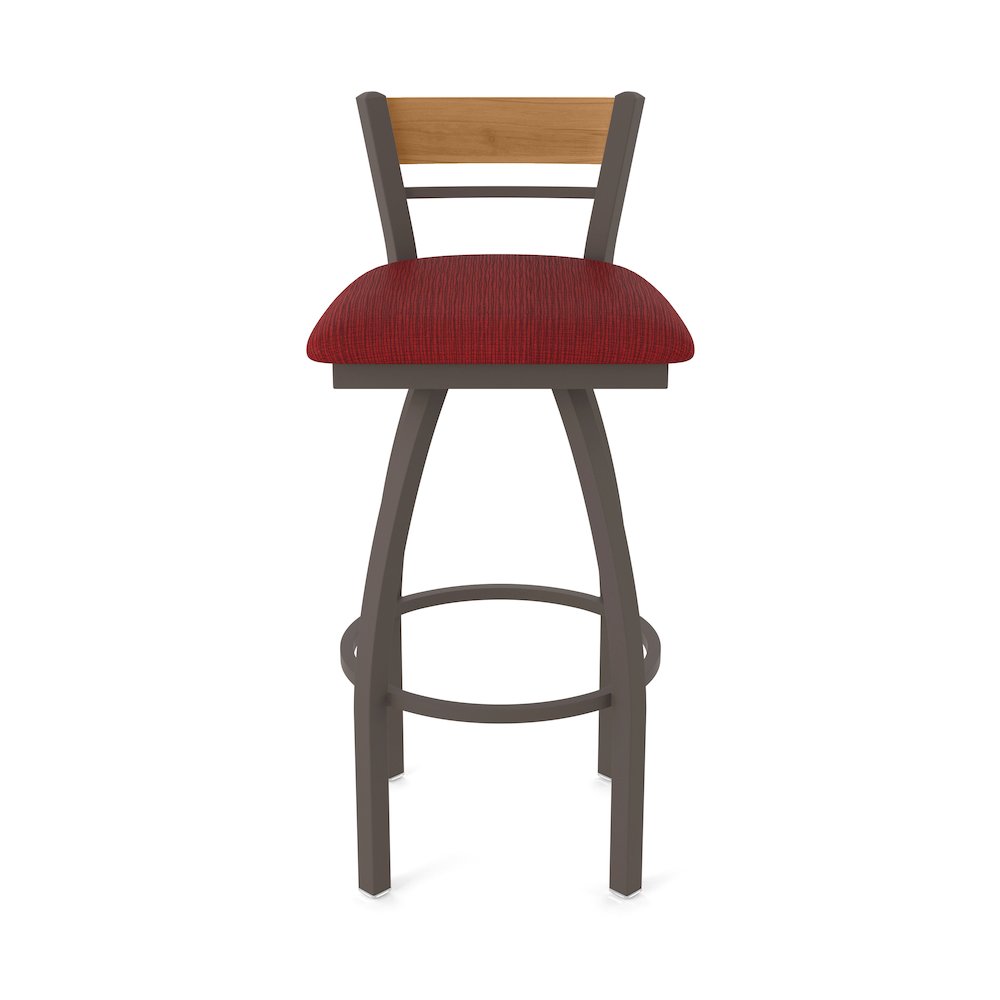 30" Swivel Bar Stool, Bronze Finish, Medium Back, Graph Ruby Seat