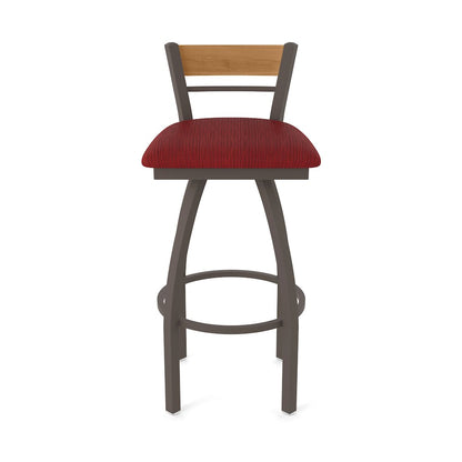 30" Swivel Bar Stool, Bronze Finish, Medium Back, Graph Ruby Seat