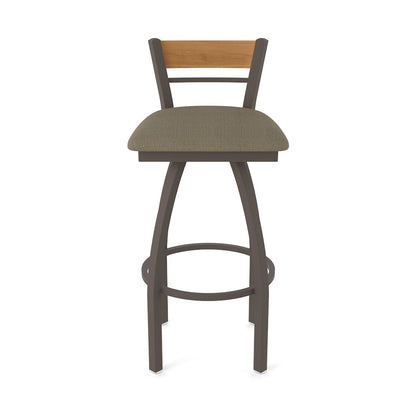 30" Swivel Bar Stool, Bronze Finish, Medium Back, Graph Cork Seat