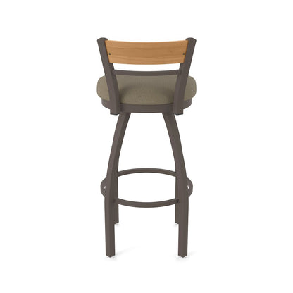 30" Swivel Bar Stool, Bronze Finish, Medium Back, Graph Cork Seat