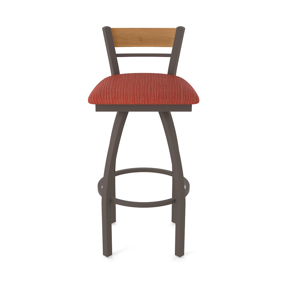 30" Swivel Bar Stool, Bronze Finish, Medium Back, Graph Poppy Seat
