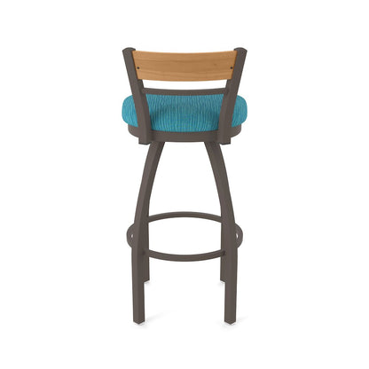 30" Swivel Bar Stool, Bronze Finish, Medium Back, Graph Tidal Seat