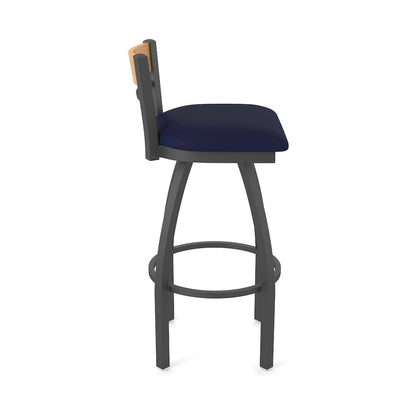 30" Swivel Bar Stool, Pewter Finish, Medium Back, Canter Twilight Seat