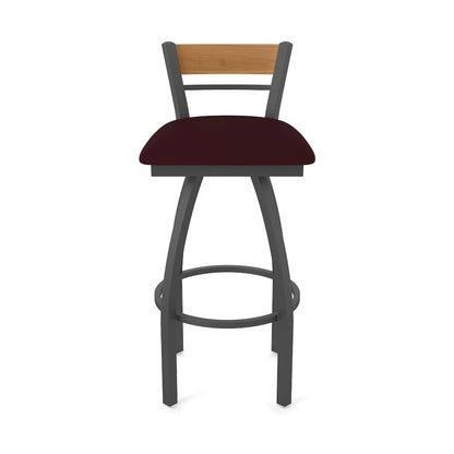 30" Swivel Bar Stool, Pewter Finish, Medium Back, Canter Bordeaux Seat
