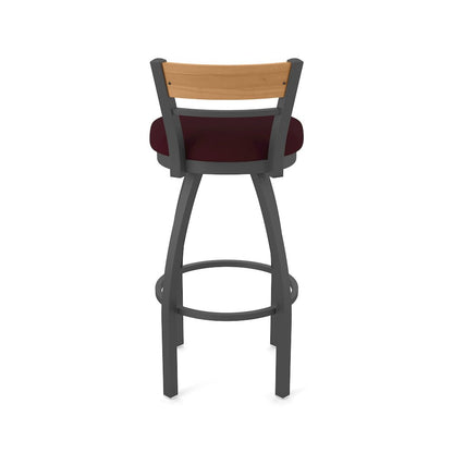 30" Swivel Bar Stool, Pewter Finish, Medium Back, Canter Bordeaux Seat