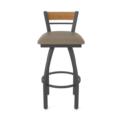 30" Swivel Bar Stool, Pewter Finish, Medium Back, Canter Earth Seat