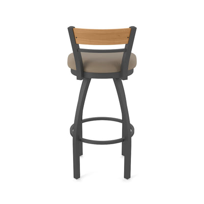 30" Swivel Bar Stool, Pewter Finish, Medium Back, Canter Earth Seat