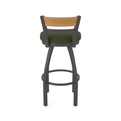 30" Swivel Bar Stool, Pewter Finish, Medium Back, Canter Pine Seat
