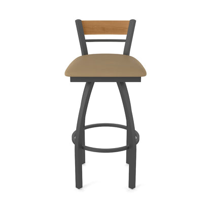 30" Swivel Bar Stool, Pewter Finish, Medium Back, Canter Sand Seat