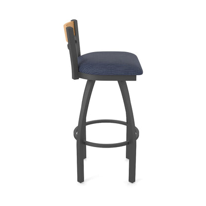 30" Swivel Bar Stool, Pewter Finish, Medium Back, Graph Anchor Seat
