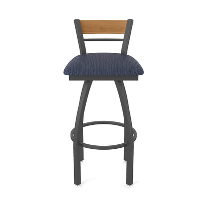 30" Swivel Bar Stool, Pewter Finish, Medium Back, Graph Anchor Seat