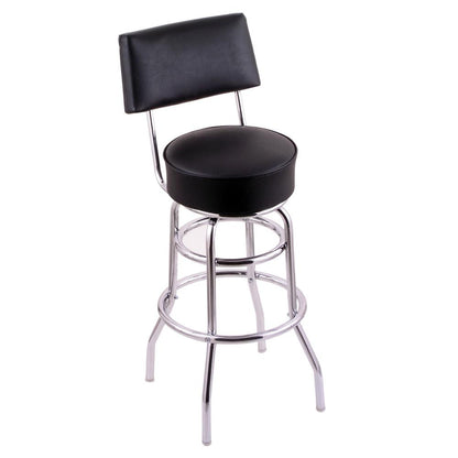 C7C4 Classic Series 30" Bar Stool with Chrome Finish, Black Vinyl Seat and Back, and 360 swivel