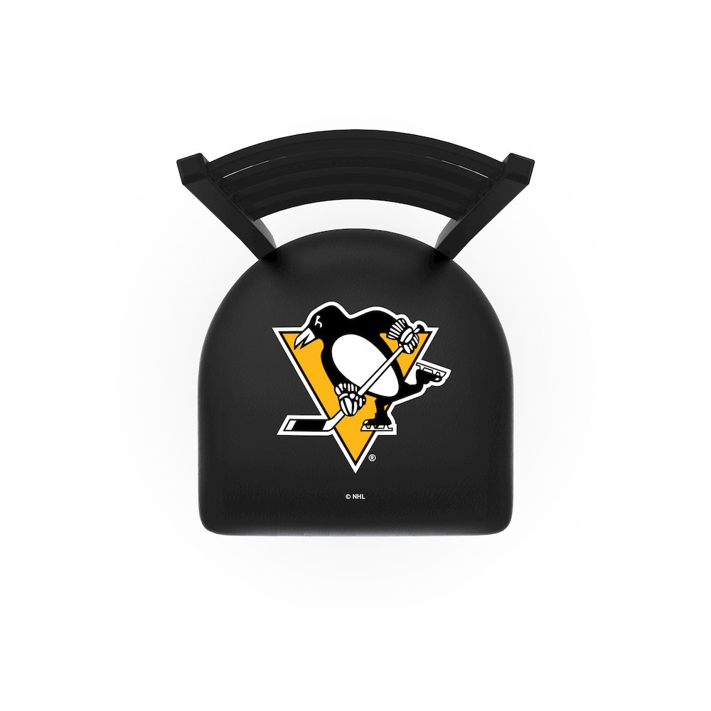 L004 - 30" Black Wrinkle Pittsburgh Penguins Stationary Bar Stool with Ladder Style Back by Holland Bar Stool Co.