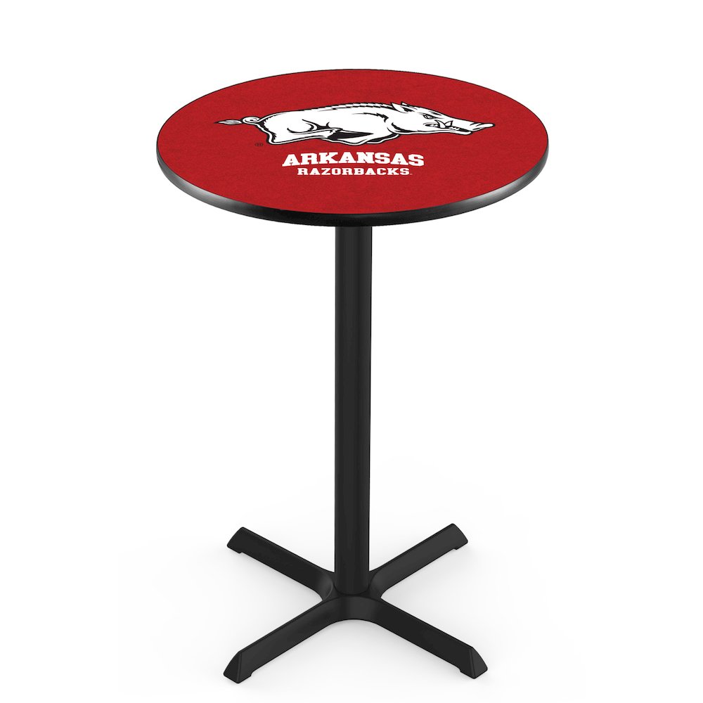 L211 University of Arkansas 36" Tall - 36" Top Pub Table with Black Wrinkle Finish